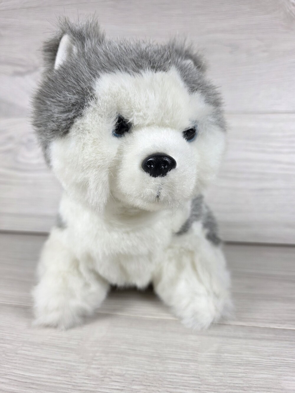 Ty Giggle Plush Dog Husky Wolf Stuffed Animal Gray and White 8" SU36